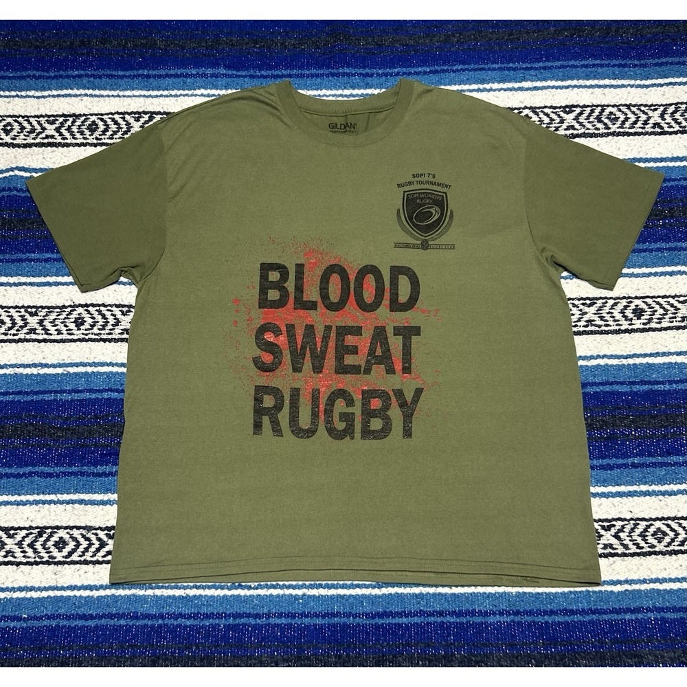 Blood Sweat Rugby 2017 Southern Pines Rugby Club Tournament Shirt Green Mens XL